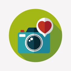 Valentine's Day photo camera flat icon with long shadow eps10 N19