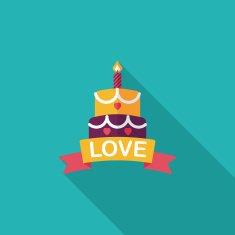 Valentine's Day cake flat icon with long shadow eps10 N49