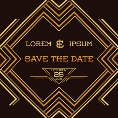 Wedding Invitation Card - Art Deco Vintage Style N4