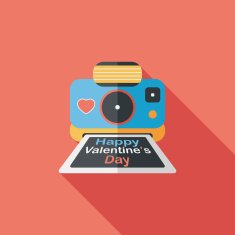 Valentine's Day camera photo flat icon with long shadow eps10 N6
