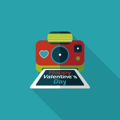 Valentine's Day camera photo flat icon with long shadow eps10 N7