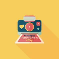 Valentine's Day camera photo flat icon with long shadow eps10 N8