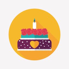 Valentine's Day cake flat icon with long shadow eps10 N50