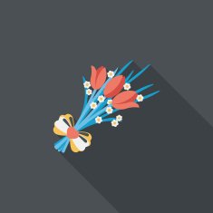 Valentine's Day flower flat icon with long shadow eps10 N88