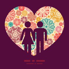 Vector abstract decorative circles couple in love silhouettes frame pattern N2