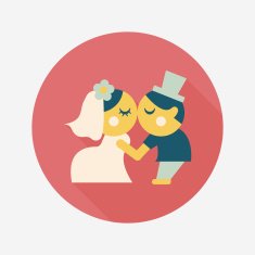 wedding couple flat icon with long shadow eps10 N231