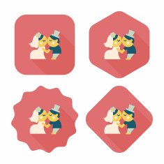 wedding couple flat icon with long shadow eps10 N232