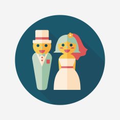 wedding couple flat icon with long shadow eps10 N233