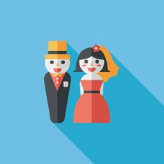 wedding couple flat icon with long shadow eps10 N234