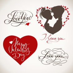 Valentine's Day vector elements with handwritten text N3