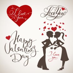 Valentine's Day vector elements with handwritten text N4