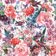 Floral seamless watercolor background N6