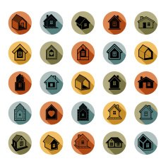Houses abstract icons architecture theme graphic symbols N2