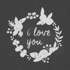 Beautiful floral wreath illustration on a blackboard background N2