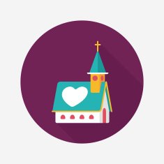 wedding church flat icon with long shadow eps10 N42