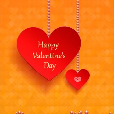 greeting card for Valentine's Day paper set of hearts