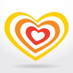 Red orange heart on white background Valentines day wedding card N2