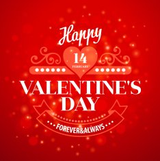 Typography Valentine's Day cards on bokeh background