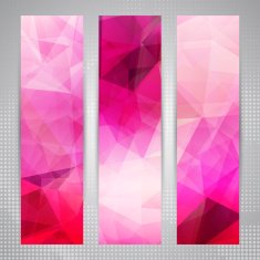 Set of banners with shining pink polygons