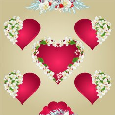 Seamless texture heart with jasmine gold vector