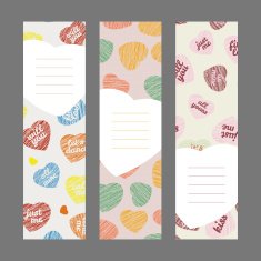 Set of Valentine's Day vertical banners Hearts ornament Vector Illustration