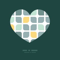 Vector abstract gray yellow rounded squares heart silhouette pattern frame
