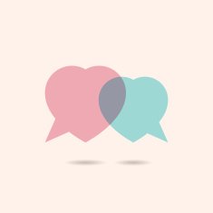 Two hearts speesh bubble logo template