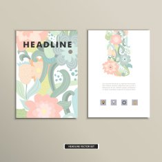Book cover with flowers Vector vintage design N8