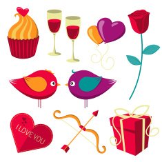 Saint Valentine's Day objects set N2