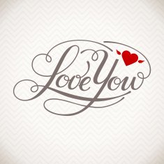 Love You vector card with cool lettering in vintage style