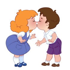 Two kissing children on white background N2