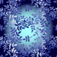 beautiful blue watercolor pattern with leaves