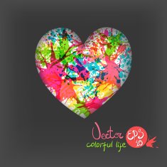 card for Valentine's Day 3D - effect multi-colored blots N5