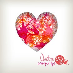card for Valentine's Day 3D - effect multi-colored blots N6