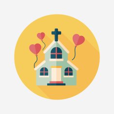 wedding church flat icon with long shadow eps10 N44