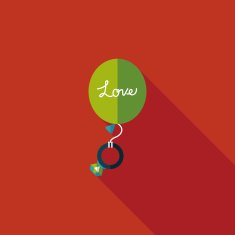 wedding balloons with diamond rings flat icon N14