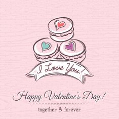 valentine card with macaroni and wishes text vector