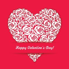 Heart Floral with roses and shadow