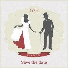 Save the date card template in retro style N2