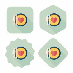 Valentine's Day dinner flat icon with long shadow eps10 N9