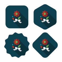 Valentine's Day flower flat icon with long shadow eps10 N90