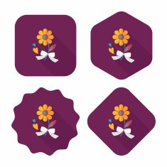 Valentine's Day flower flat icon with long shadow eps10 N91