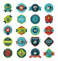 Wedding badge banner flat design background set eps10 N39