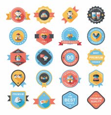 Wedding badge banner flat design background set eps10 N44