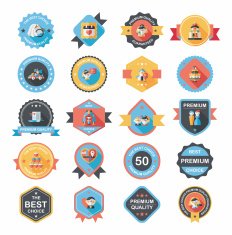 Wedding badge banner flat design background set eps10 N45