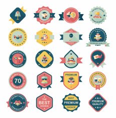 Wedding badge banner flat design background set eps10 N48