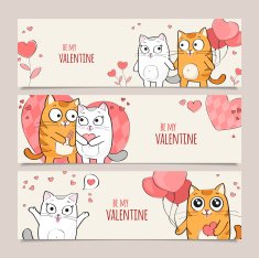 Set of Valentines Day horizontal vector banners