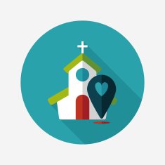wedding church flat icon with long shadow eps10 N45