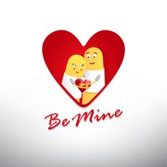 Happy couple in love heart icon button vector Illustration N2