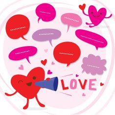 Heart Speak Love To Sweetheart Cute Cartoon Vector